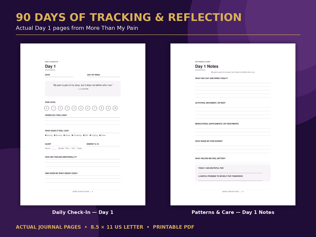 More Than My Pain: 90-Day Guided Chronic Pain Journal | Printable PDF