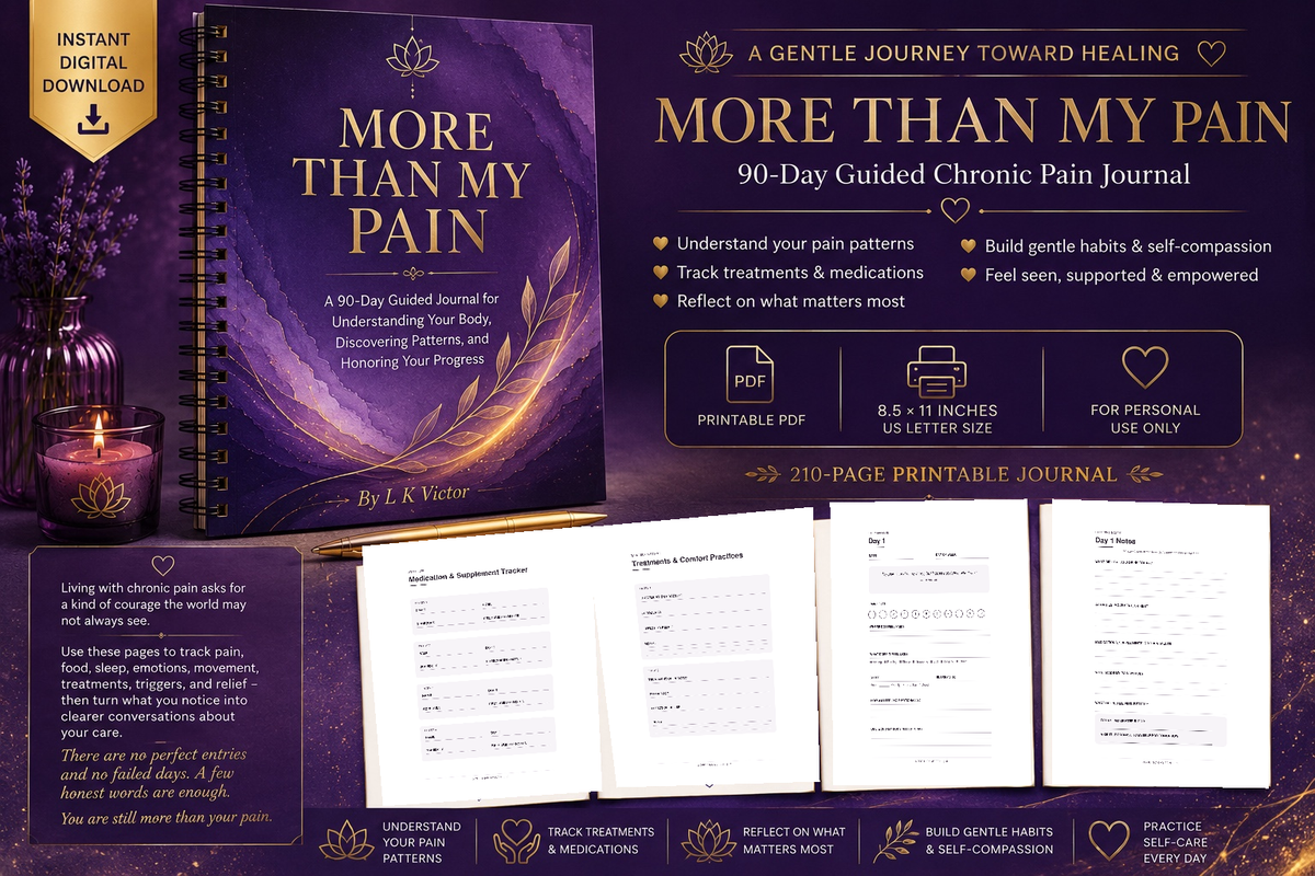 More Than My Pain: 90-Day Guided Chronic Pain Journal | Printable PDF