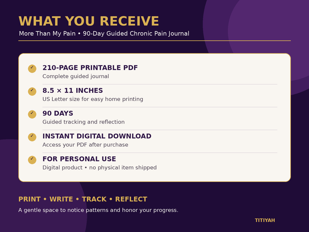 More Than My Pain: 90-Day Guided Chronic Pain Journal | Printable PDF