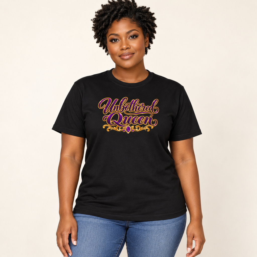 Modeled preview of unbothered queen shirt